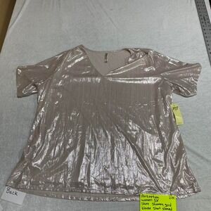 Perseption women 3X gold metallic v-neck top short sleeves dress. SKU277